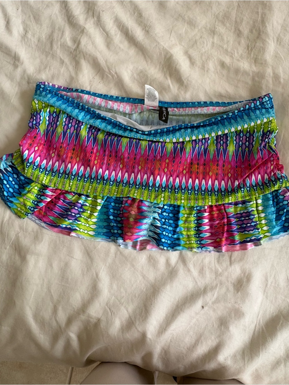 La Blanca Multi-Color Ruffle Swim bottoms Skirt - Pink, Blue & Green